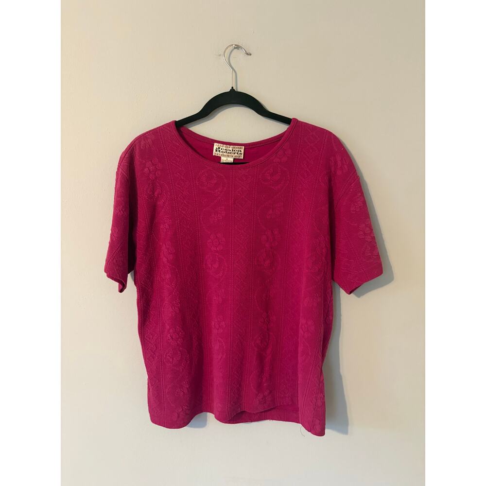 Vintage 80s Jessica Roberts pink textured t-shirt, women’s size S